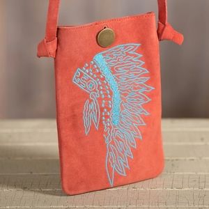 RYAN MICHAEL suede leather headdress bag southwest crossbody purse